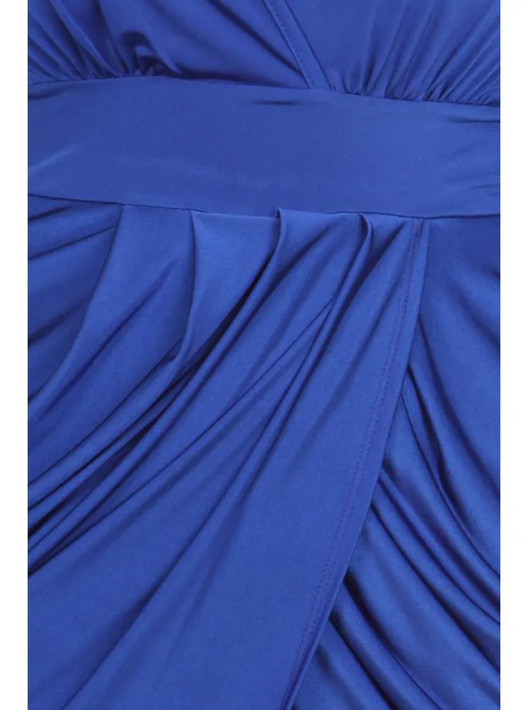 Plus Size V Neck Royal Blue Bubble Dress