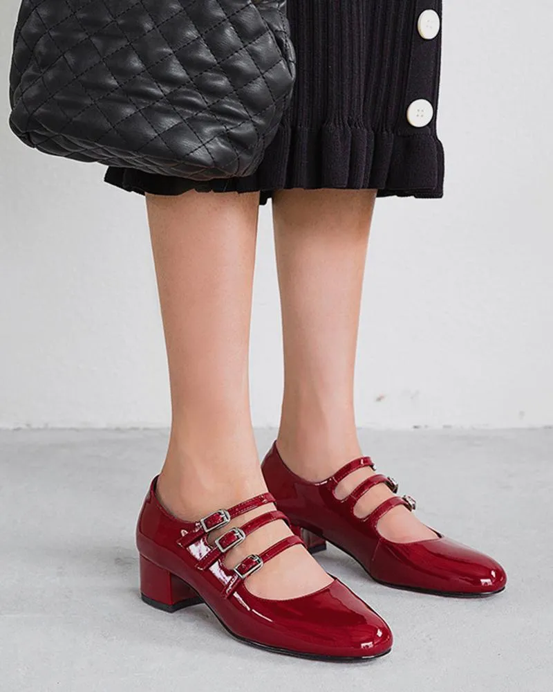 Polished Multi-Strap Mary Jane Shoes