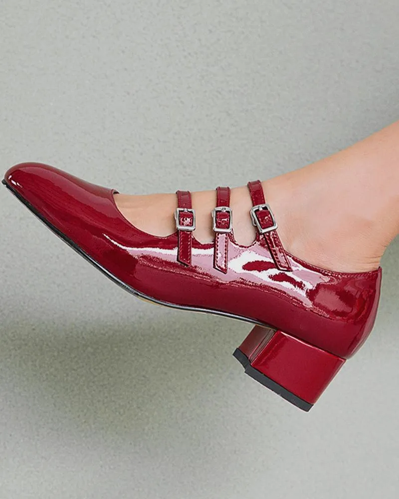 Polished Multi-Strap Mary Jane Shoes
