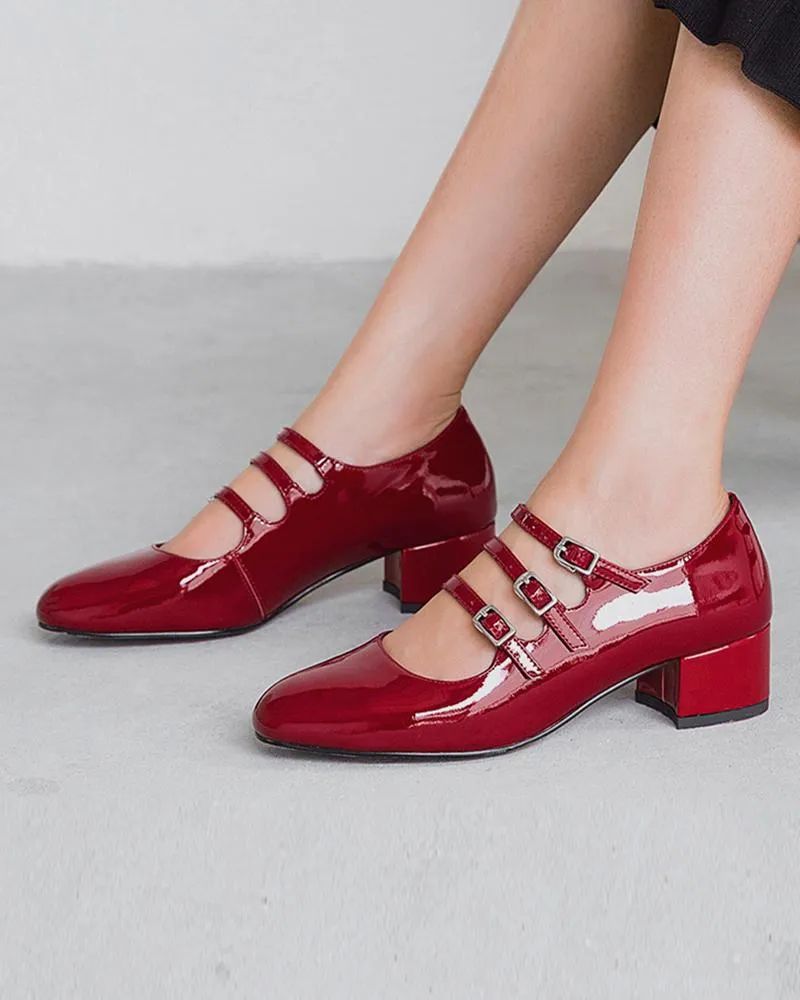 Polished Multi-Strap Mary Jane Shoes