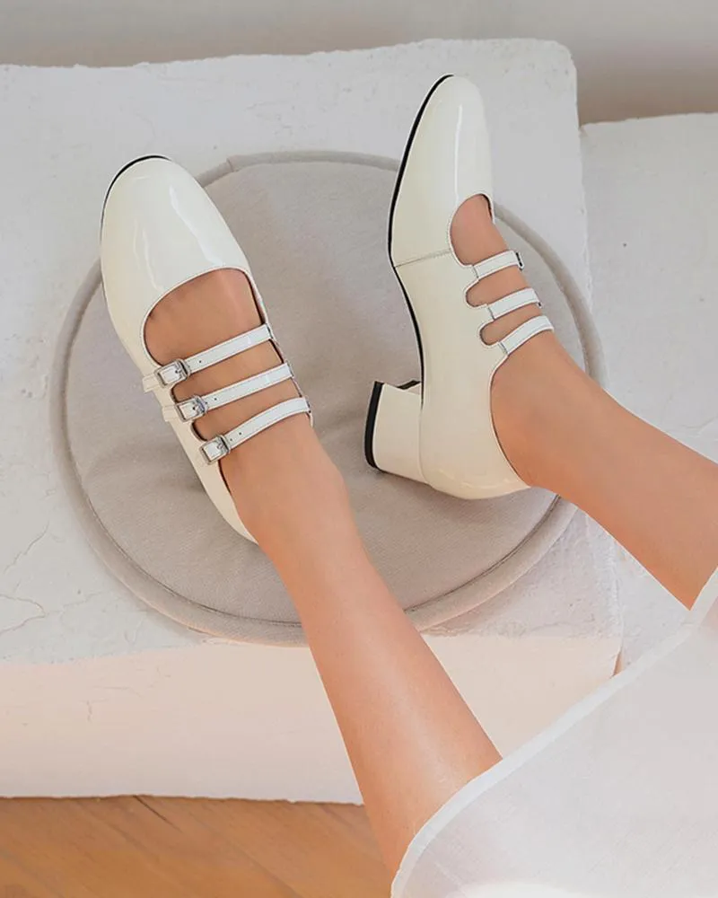 Polished Multi-Strap Mary Jane Shoes
