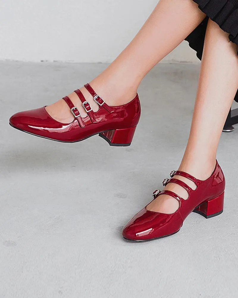 Polished Multi-Strap Mary Jane Shoes