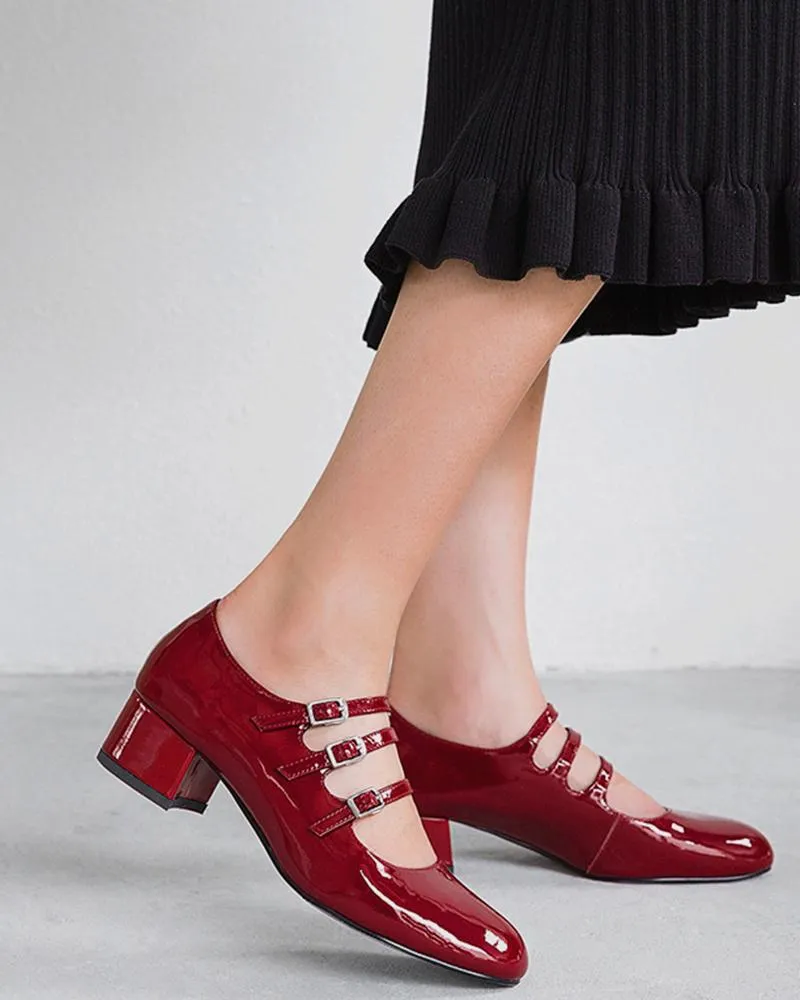 Polished Multi-Strap Mary Jane Shoes