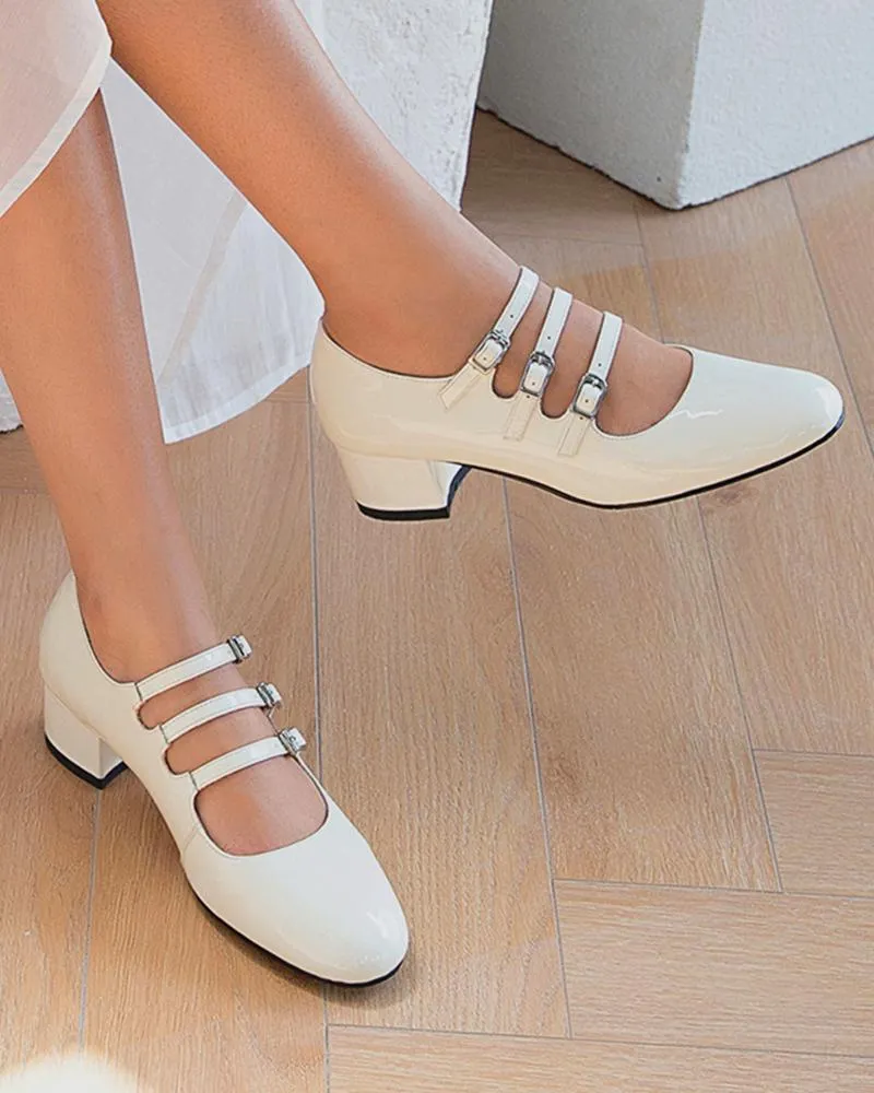 Polished Multi-Strap Mary Jane Shoes
