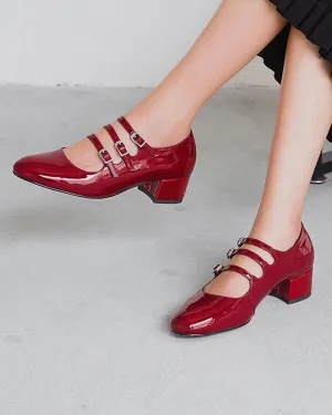 Polished Multi-Strap Mary Jane Shoes