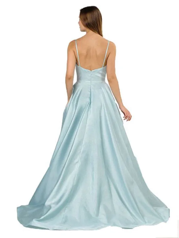 Poly USA 8358 V-Neck Long Prom Dress with Pockets