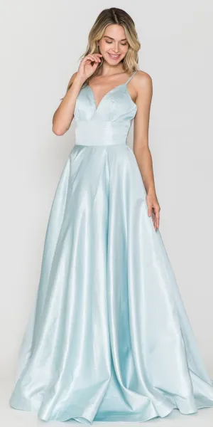 Poly USA 8358 V-Neck Long Prom Dress with Pockets