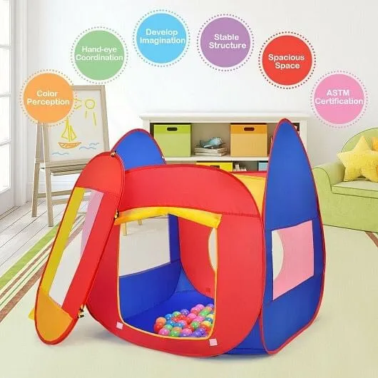 Portable Kid Play House Toy Tent with 100 Balls - Color: Multicolor