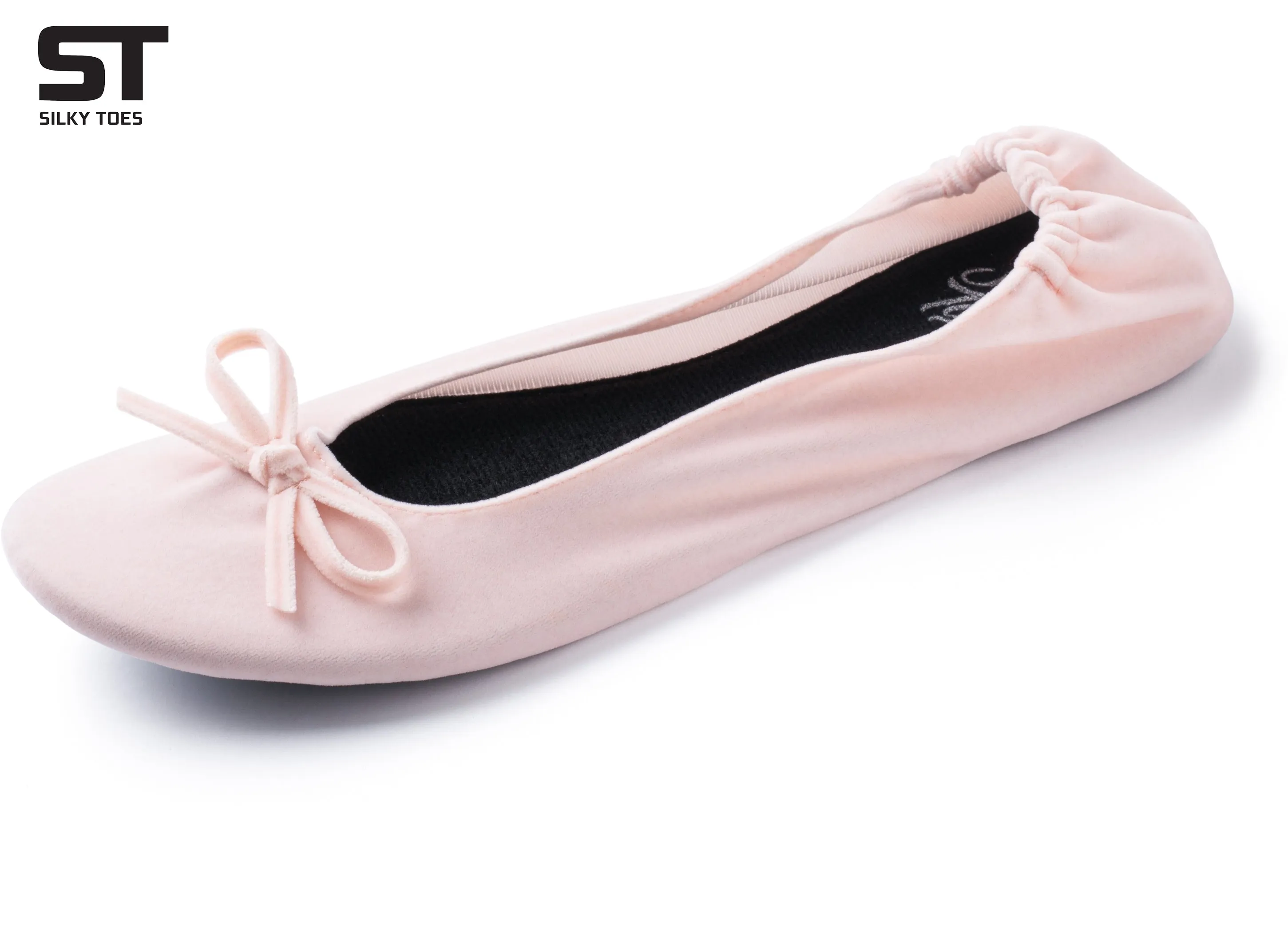 PRE-ORDER Foldable Flats Party Box | 20 Pairs of Velvet Ballet Pink Flats in a Black Display Box
