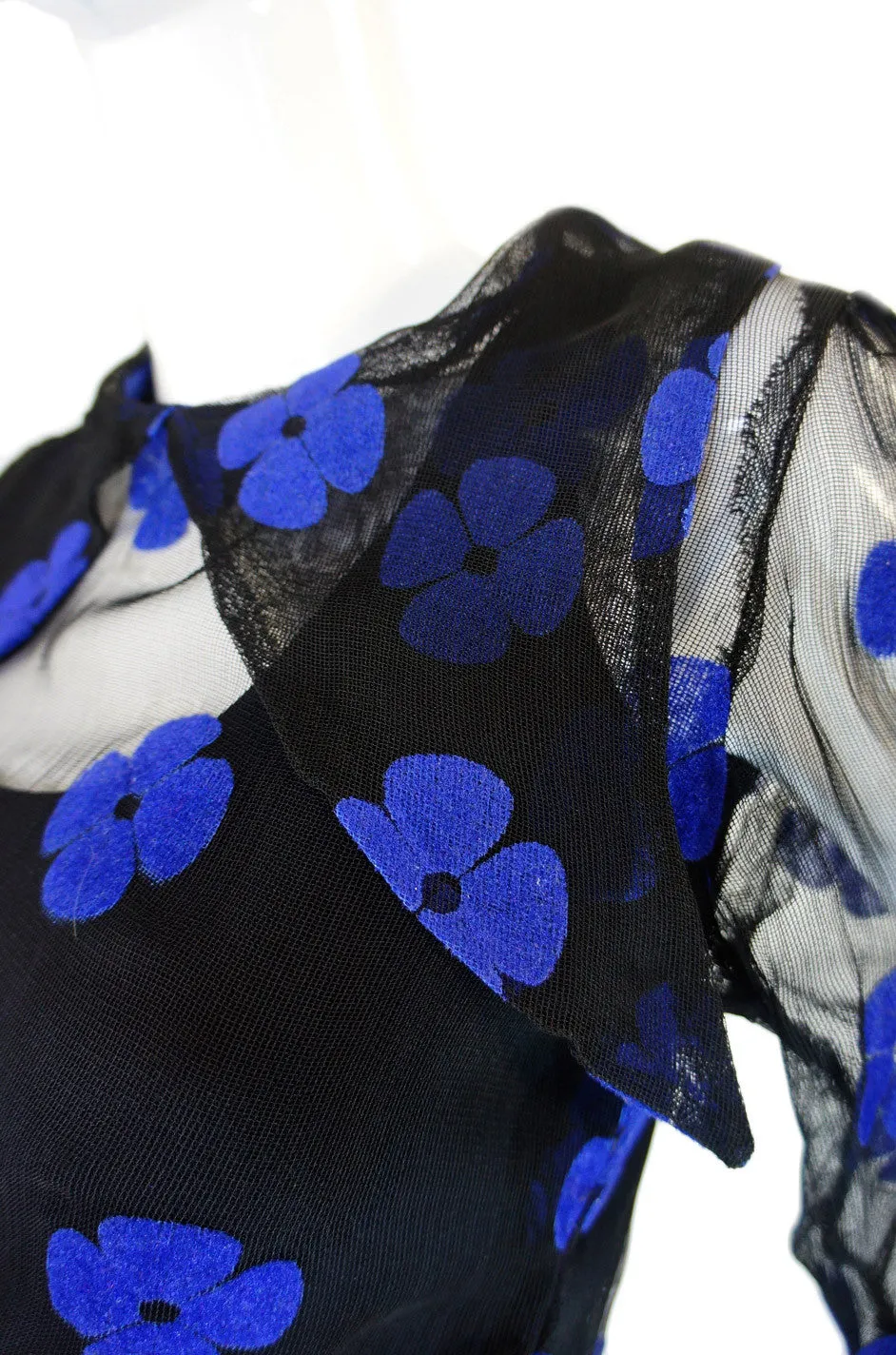 Rare 1940s Net and Felt Applique Dress