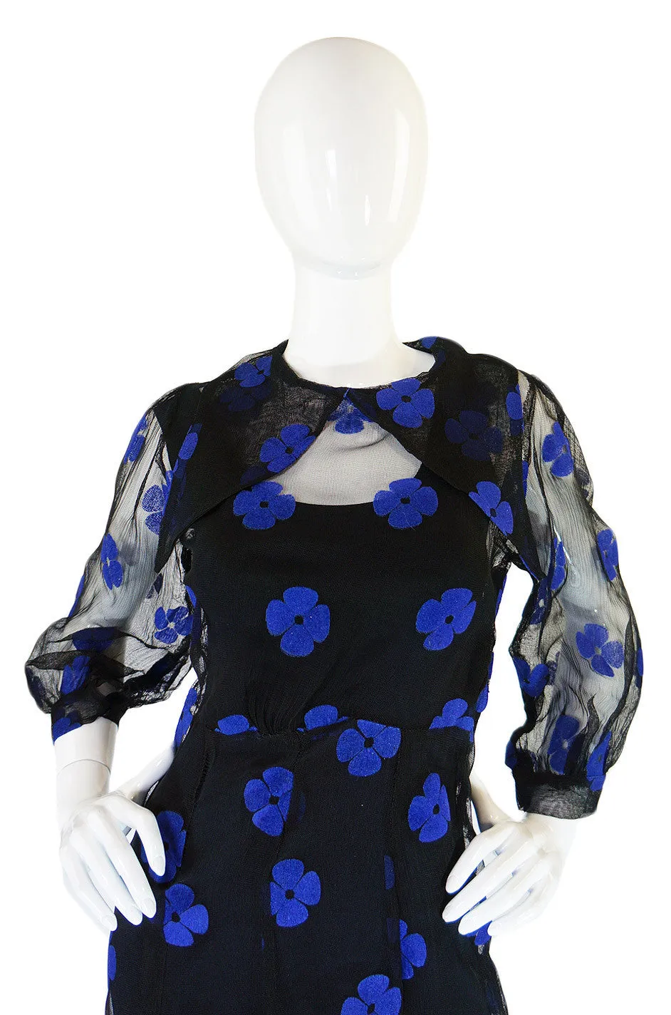 Rare 1940s Net and Felt Applique Dress