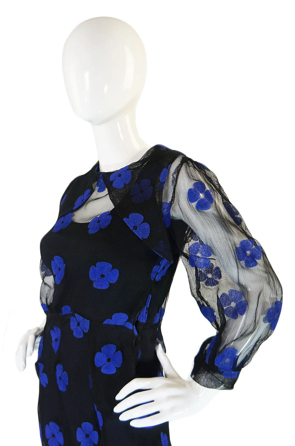 Rare 1940s Net and Felt Applique Dress
