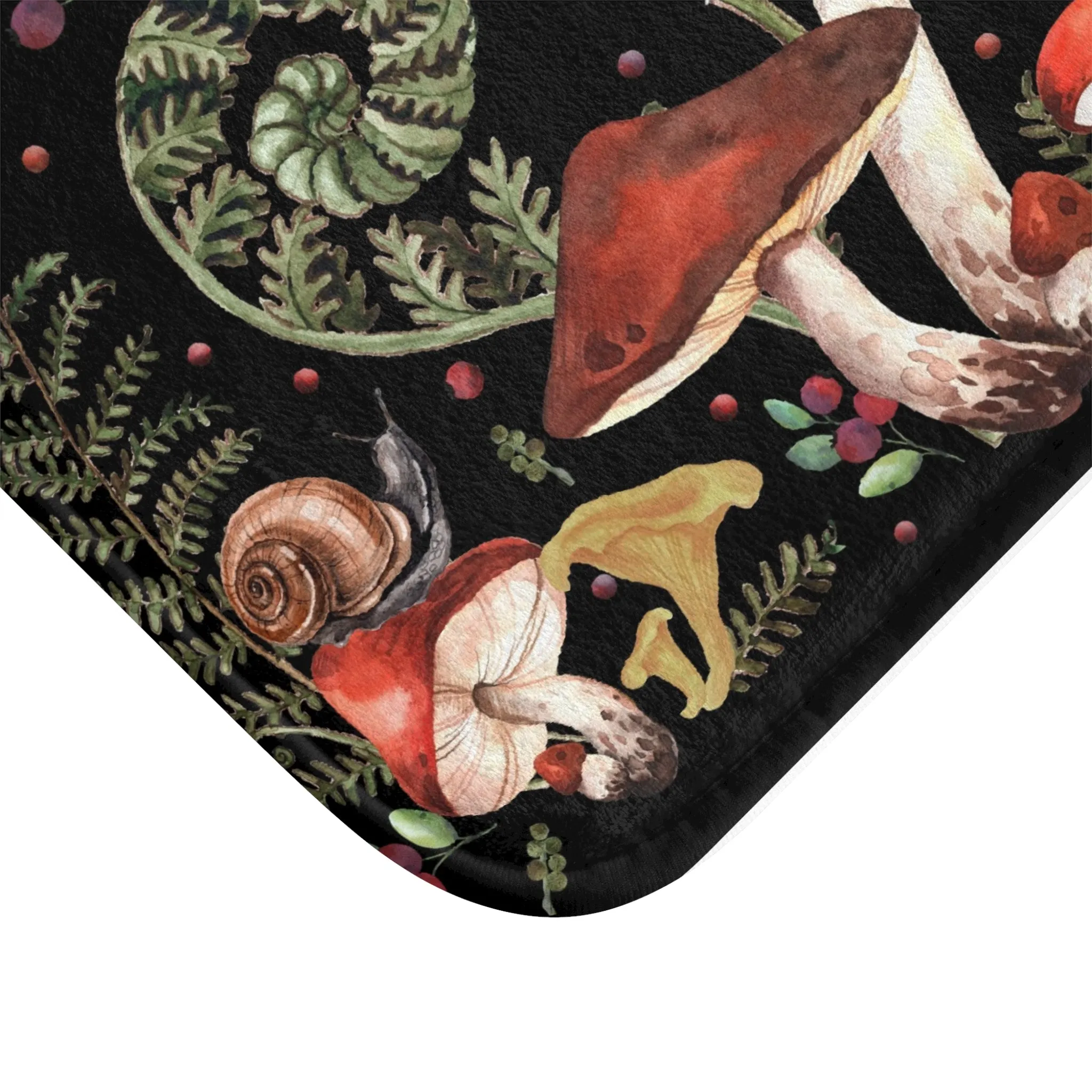 Red Mushrooms Bath Mat, Boho Bathroom Decor