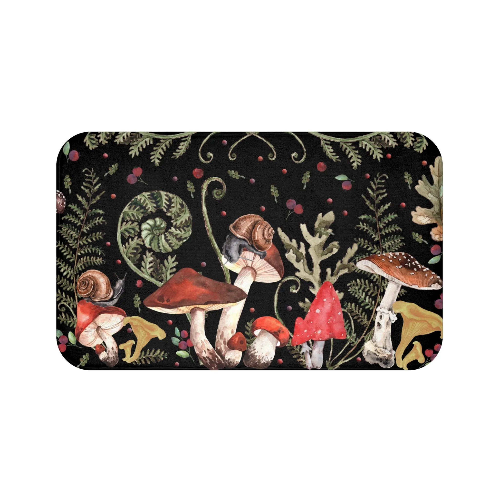 Red Mushrooms Bath Mat, Boho Bathroom Decor