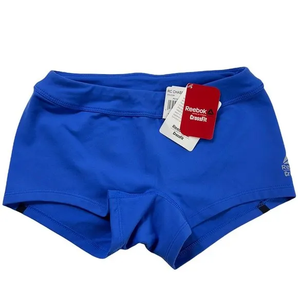 Reebok Crossfit Womens Chase Shorties Blue Black Elastic Waist Pull On XS New