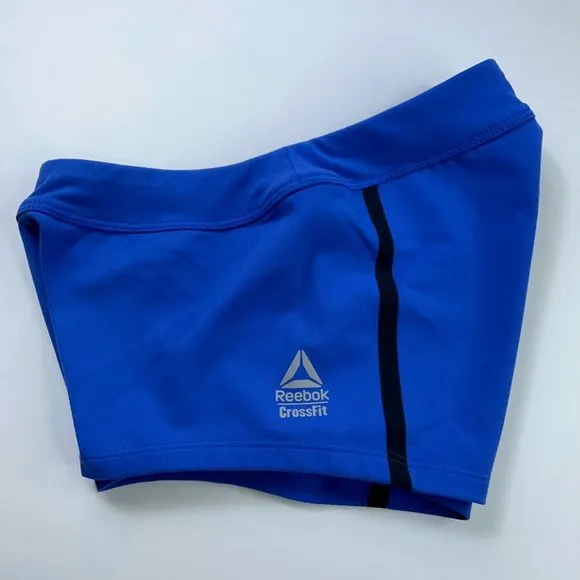 Reebok Crossfit Womens Chase Shorties Blue Black Elastic Waist Pull On XS New