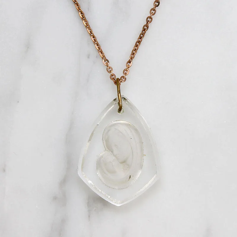 Reverse Carved Crystal Mary & Jesus Pendant