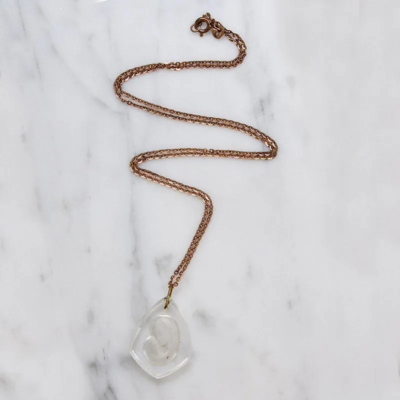 Reverse Carved Crystal Mary & Jesus Pendant