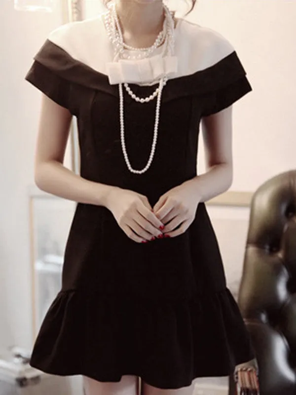 rose button bow dress
