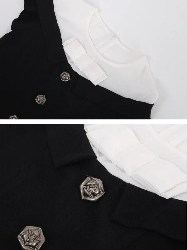 rose button bow dress