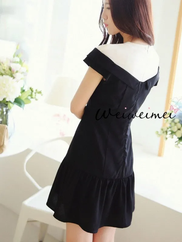 rose button bow dress