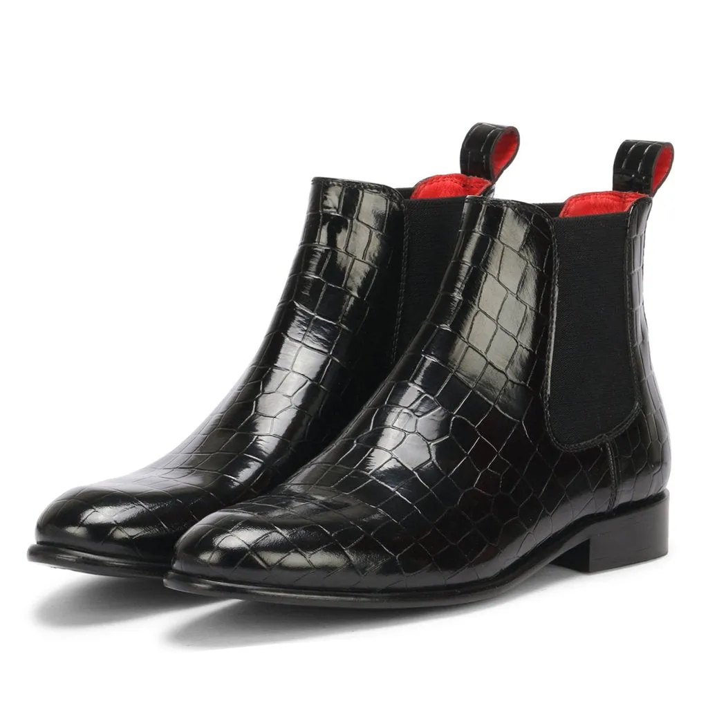 Saint Eadred Black Croco Patent Shiny Leather With Set