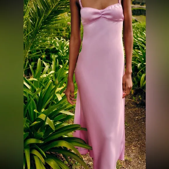Satin effect midi slip dress M