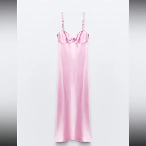 Satin effect midi slip dress M
