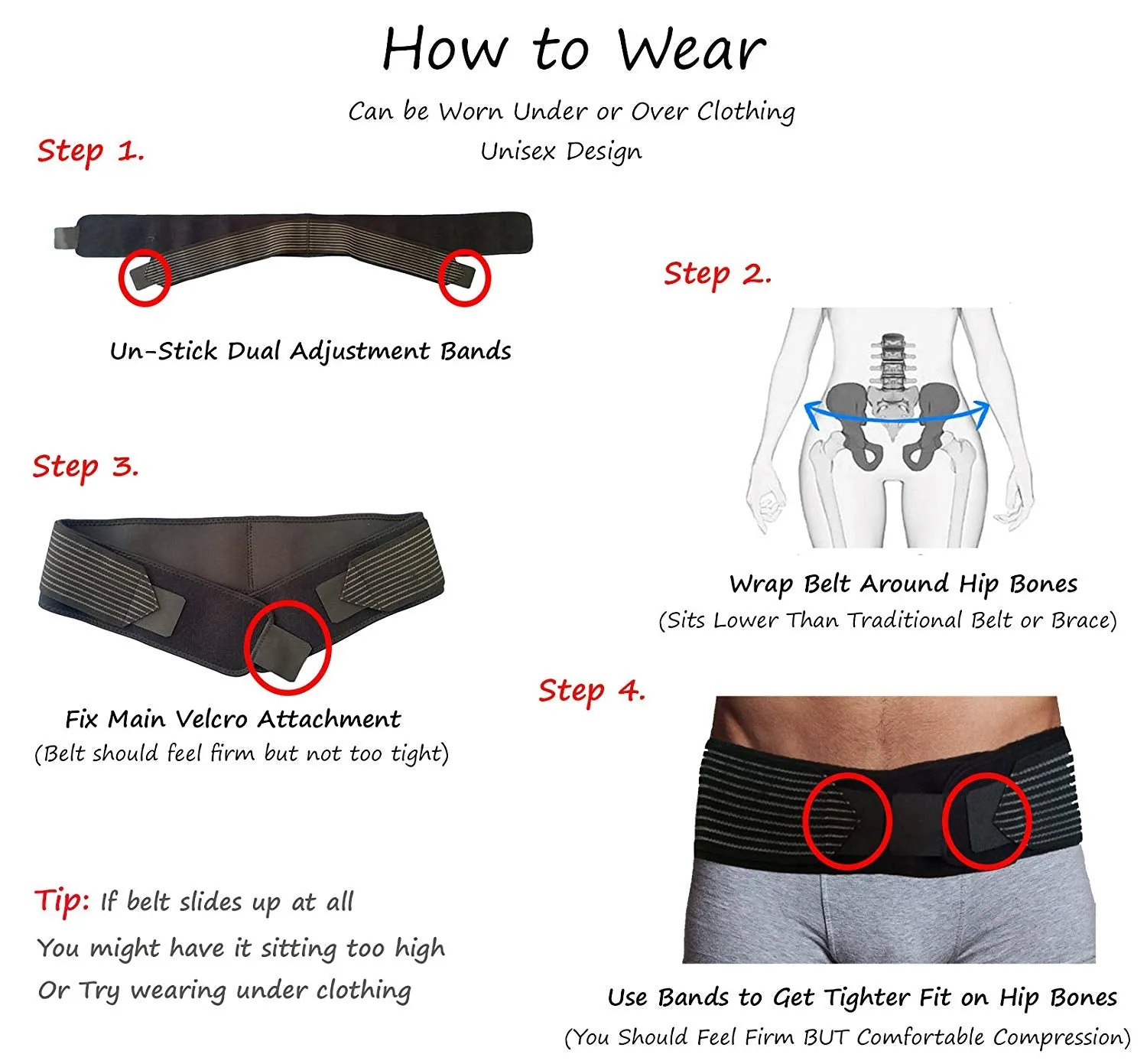 Sciatica Brace Sacroiliac Hip Belt - Alleviate Sciatic, Pelvic, Lower Back & Leg Pain