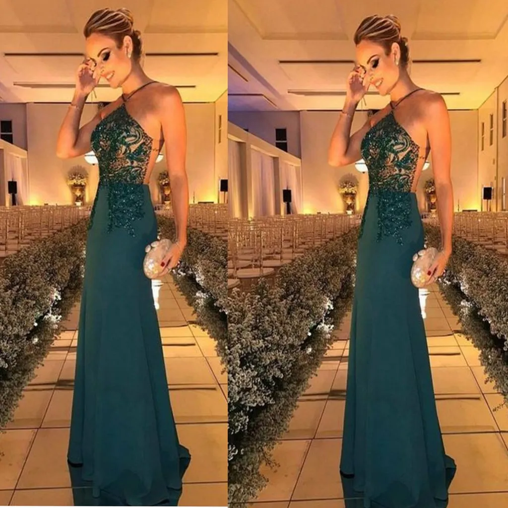 Sexy Backless Chiffon  Floor Length Party Dress With Beads ,Custom Dress, Party Cocktail Dress ,PDY0304