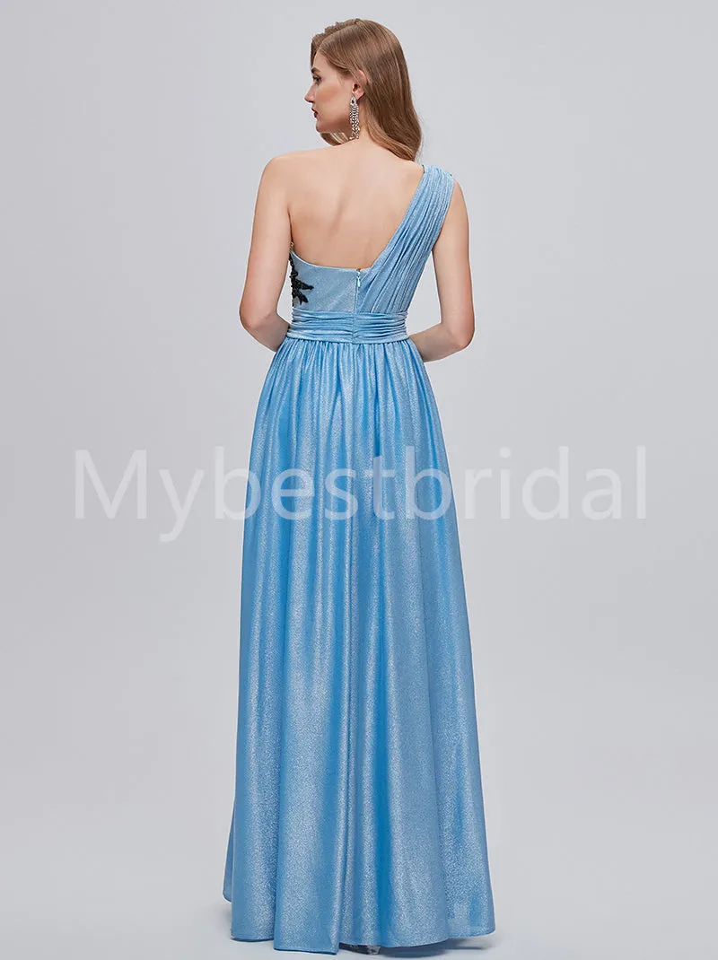 Sexy One shoulder Side slit A-line Prom Dresses,PDS0519