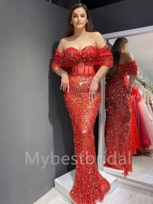 Sexy Sweetheart Off-shoulder Mermaid Simple Prom Dresses ,PDS0331