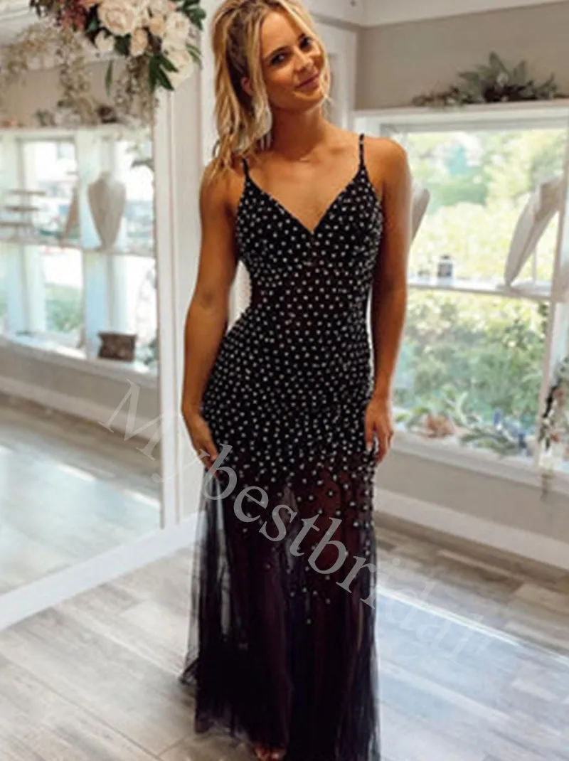 Sexy V-neck Sleeveless Mermaid Prom Dresses,PDS0656