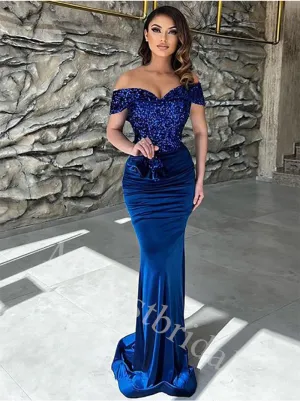 Sexy V-neck Sleeveless Off shoulder Mermaid Prom Dresses,PDS0976