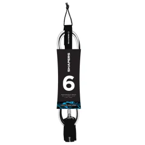 SHAPERS 6FT AIRLITE COMP LEASH BLACK WHITE