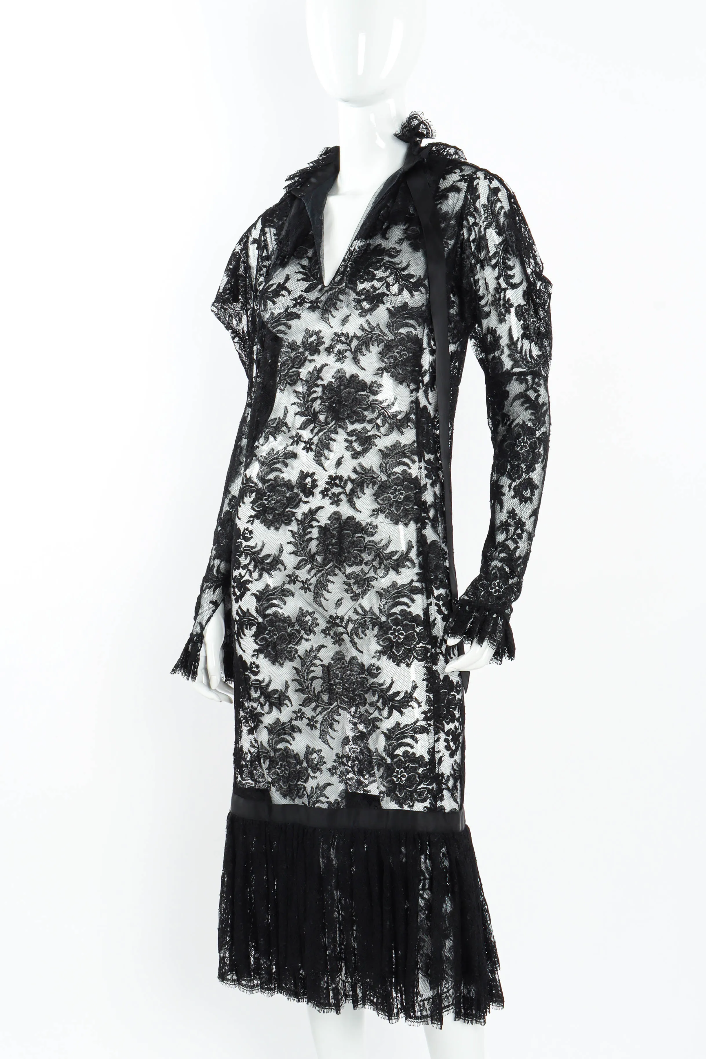 Sheer Lace Bow Dress