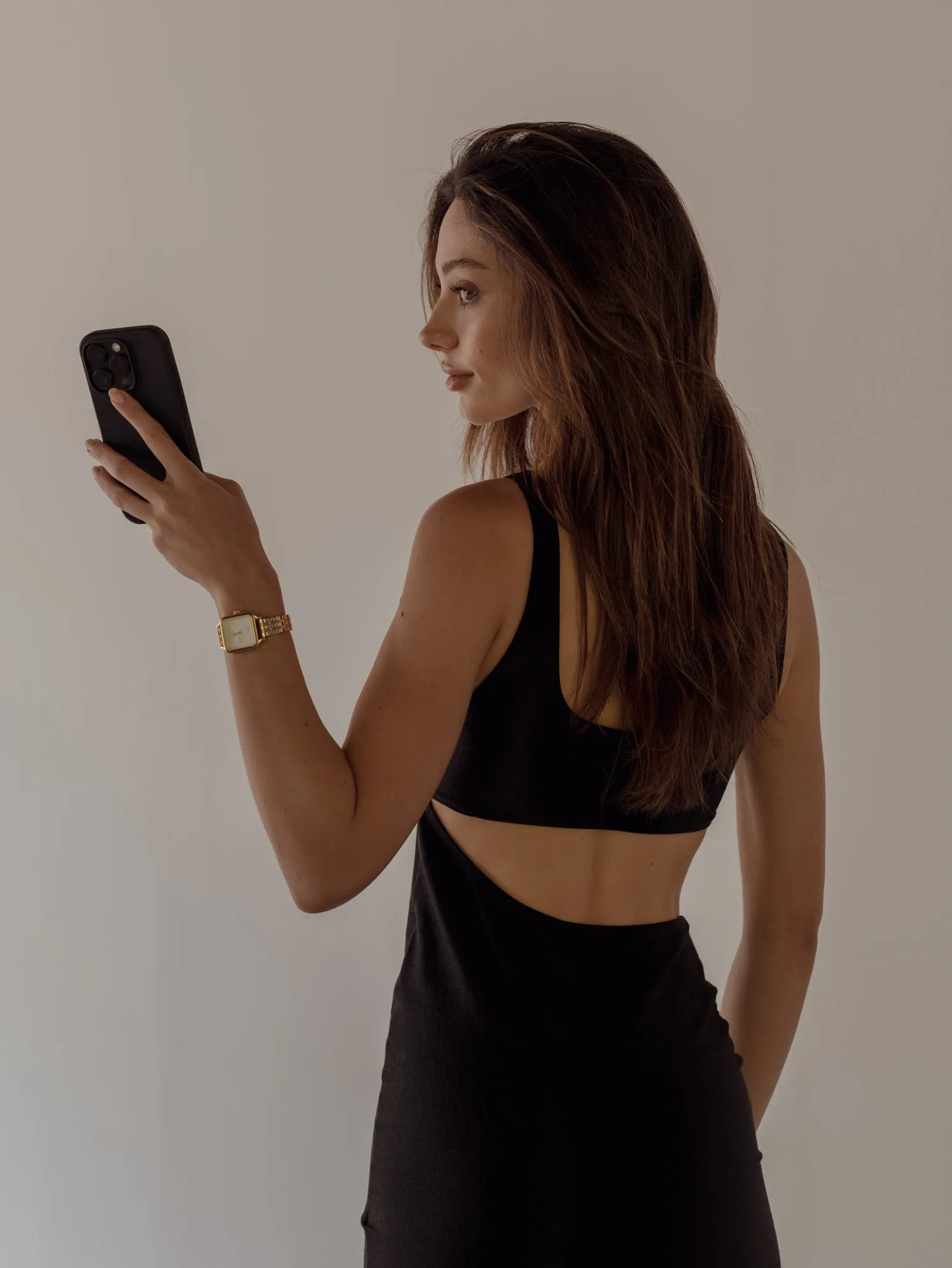 SIDE DRESS - SHINY BLACK
