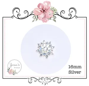 Silver Crystal Embellishments ~ High Quality Metal Flat Back ~ 16mm