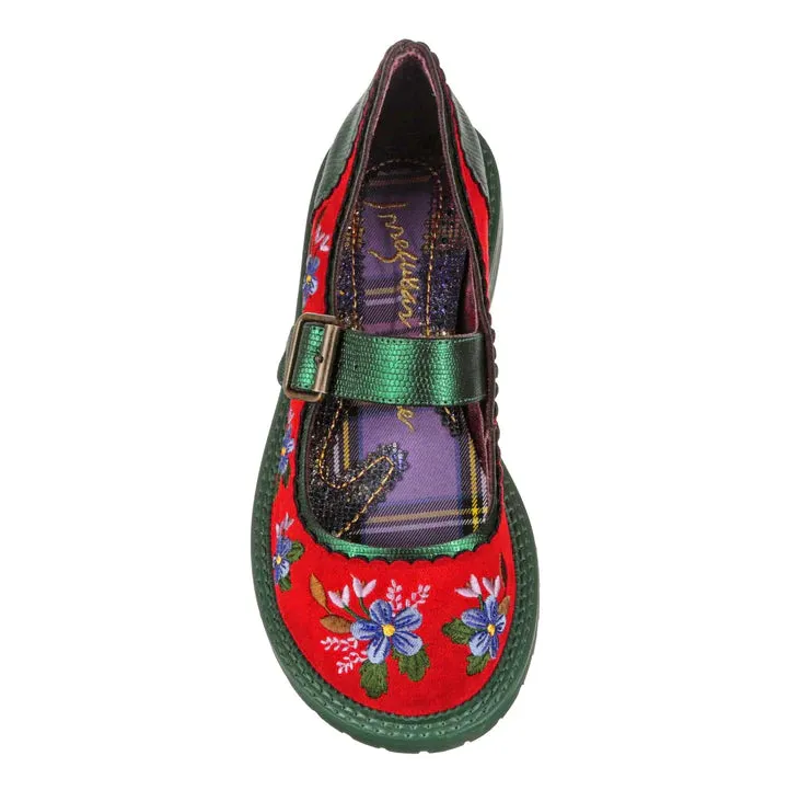 SIZE 9/43 Hilltop House Green & Red Mary Janes
