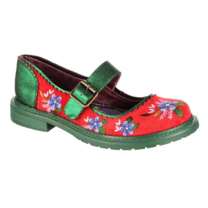 SIZE 9/43 Hilltop House Green & Red Mary Janes