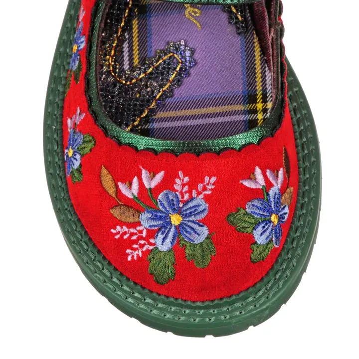 SIZE 9/43 Hilltop House Green & Red Mary Janes