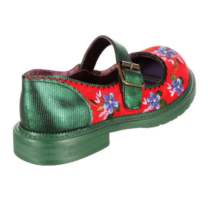 SIZE 9/43 Hilltop House Green & Red Mary Janes