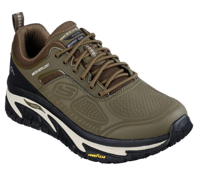 Skechers 237333 Arch Fit Road Walker Recon Sneakers für Herren, weite Passform, Olivgrün/Schwarz