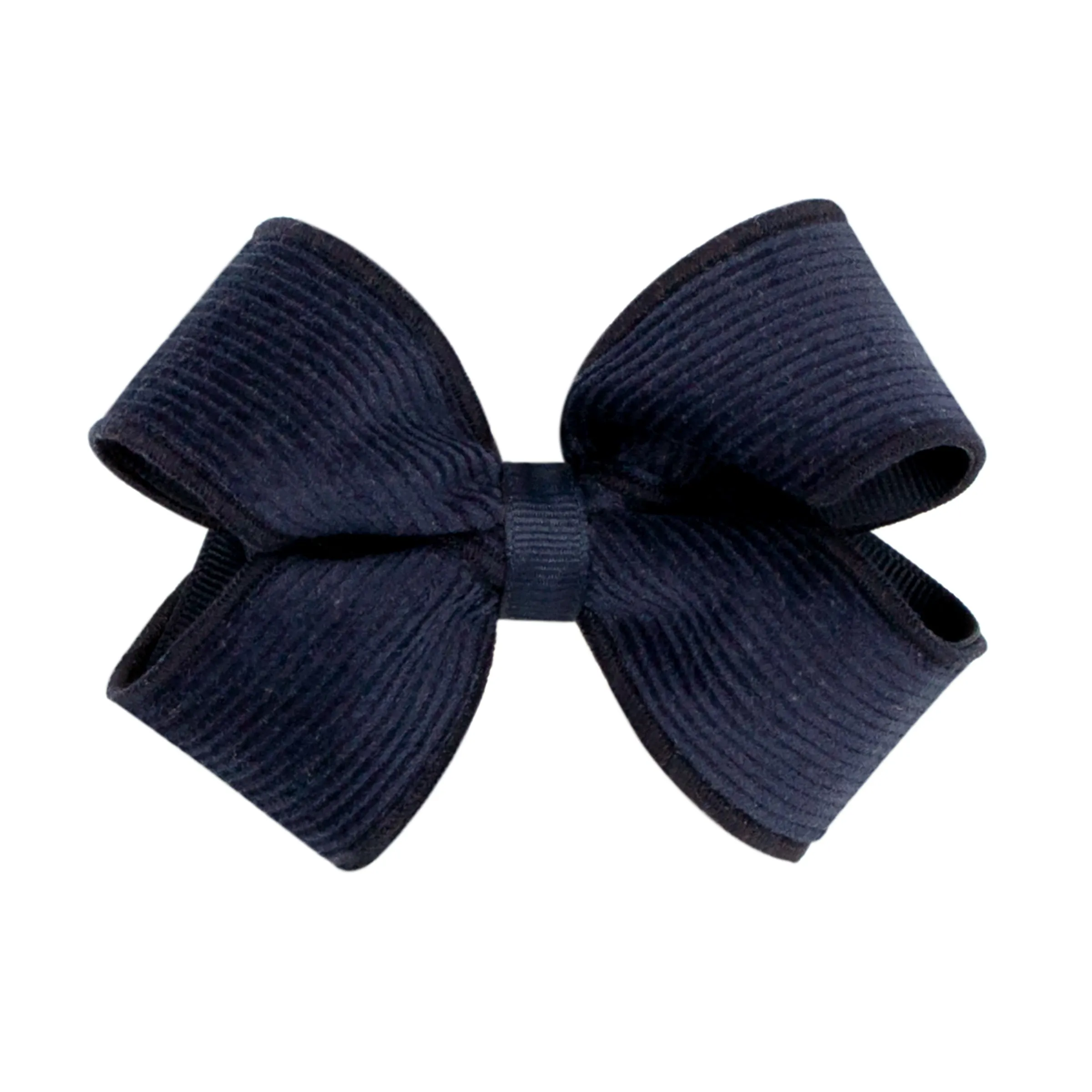 Small Corduroy and Grosgrain Overlay Hair Bow on Clippie - 6 Colors