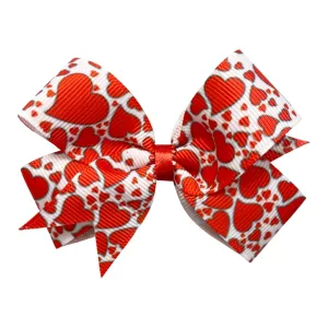 Small Multi Red Heart Bow on Clippie