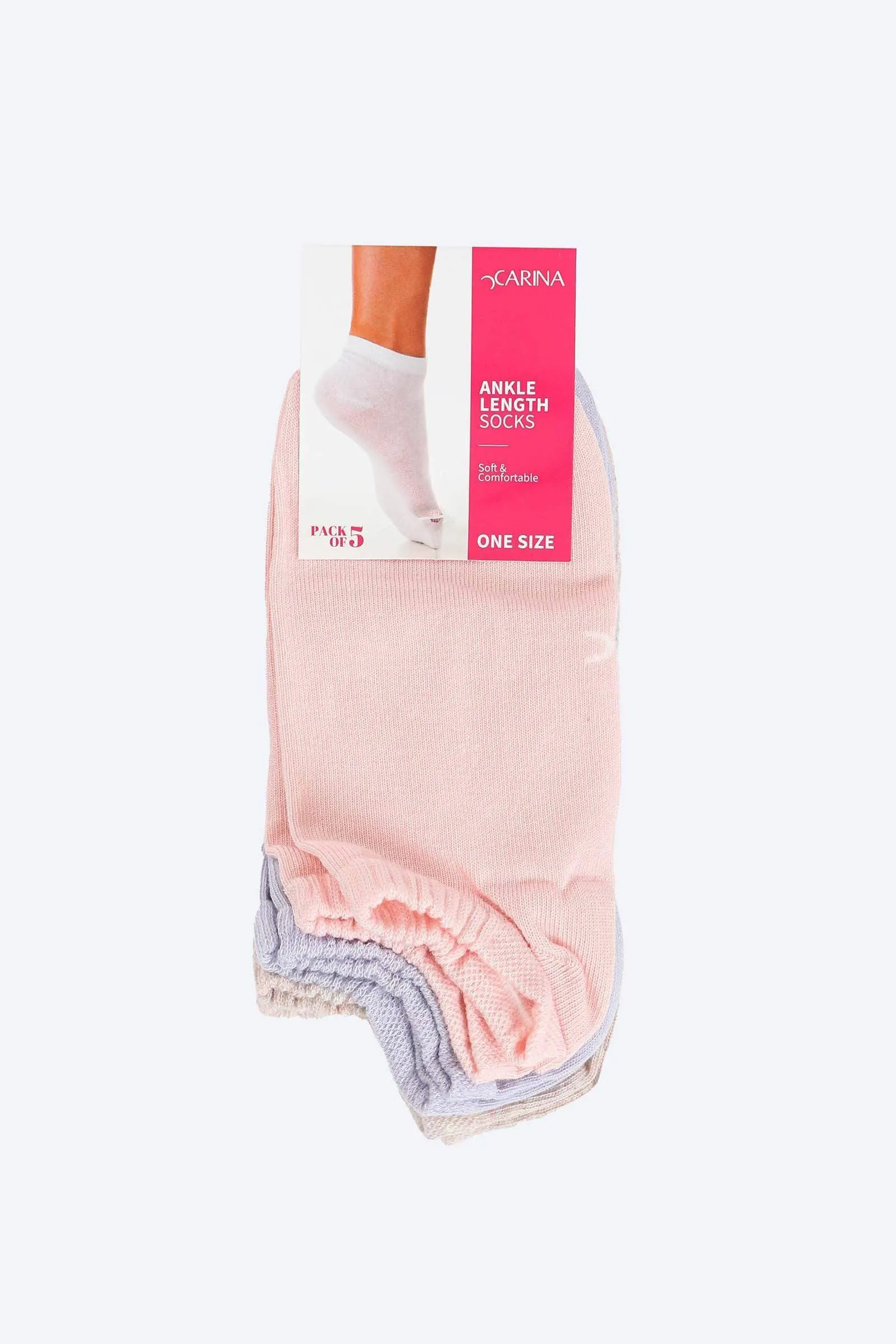 Solid Ankle Length Socks - 5 Pairs