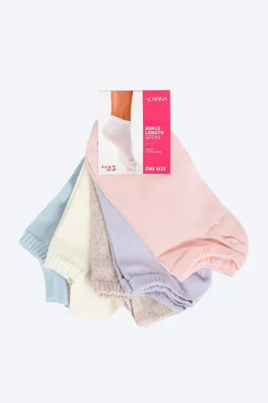 Solid Ankle Length Socks - 5 Pairs