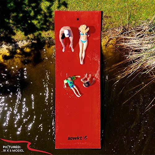 SOWKT [Newest Model 18 x 6 Feet Floating Water Pad - Floating Island for Lakes or Pools - Giant Lily Pad Holds up to 8 Adults or 20 Kids. Unlimited Fun!(Red/Black/Blue)