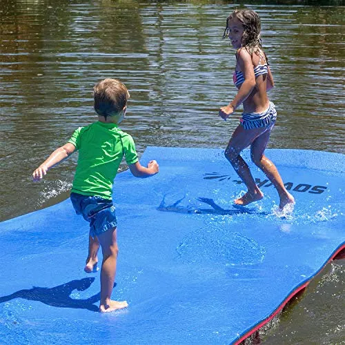 SOWKT [Newest Model 18 x 6 Feet Floating Water Pad - Floating Island for Lakes or Pools - Giant Lily Pad Holds up to 8 Adults or 20 Kids. Unlimited Fun!(Red/Black/Blue)