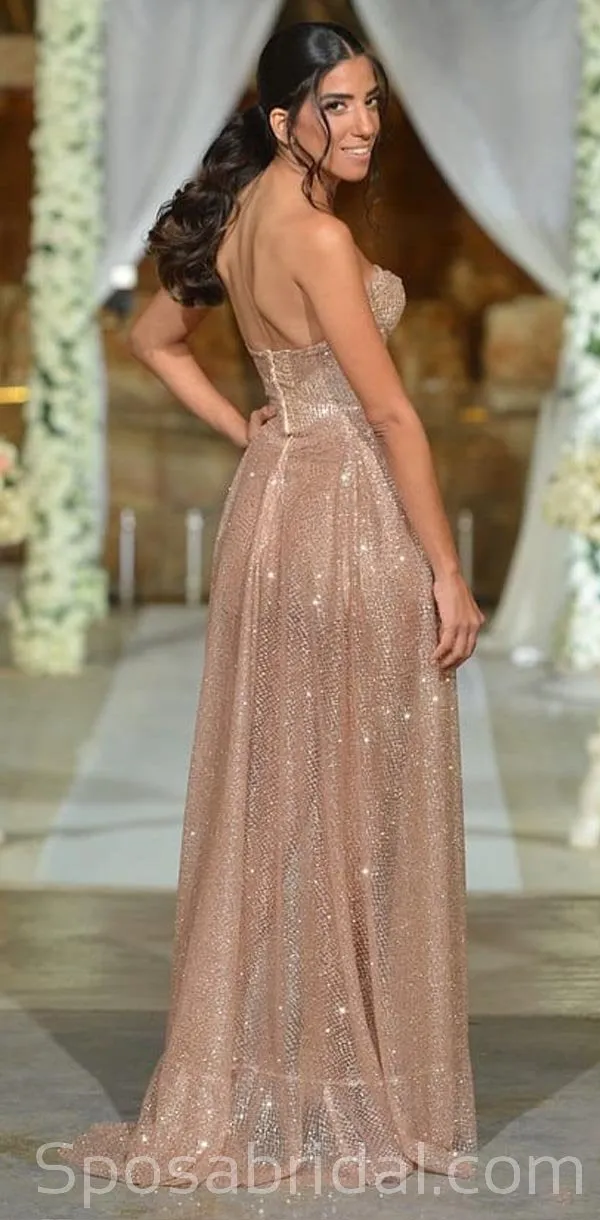 Sparkle Sweetheart Prom Dress with Side-Slit, Stunning Modest Simple Prom Dresses, PD1365
